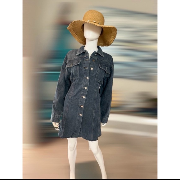 LOVE & HARMONY denim raw edge western vibes mini dress S M L - Picture 5 of 7